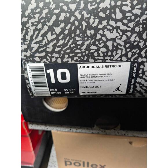 Air Jordan 3 Retro OG Black Cement 2018 Size 10 w/ OG Box main image 3